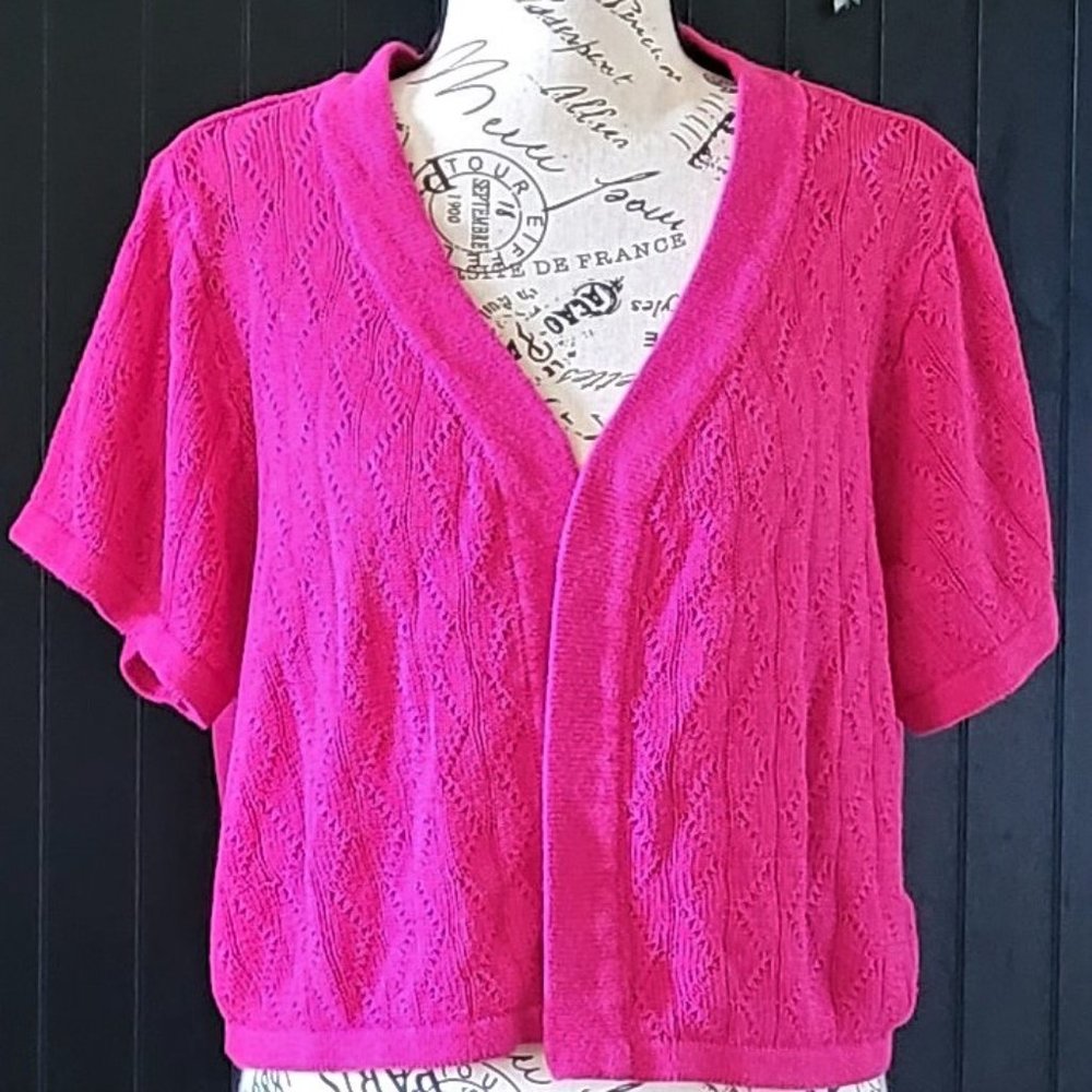 Faded Glory Plus Size Hot Pink Sweater Shrug (4X, 26W-28W)